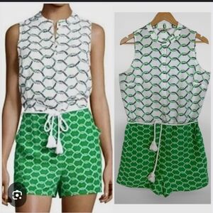 Tory Burch Green and White Jumpsuit